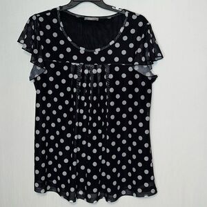 Furnex Womens Blouses Plus Size XXL Lined Polka Dot Blouse Top.